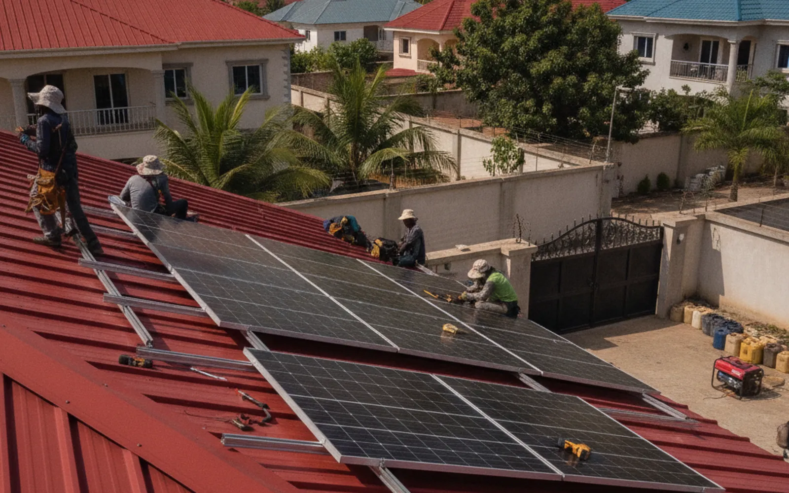 Rooftop solar panels on a Nigerian home